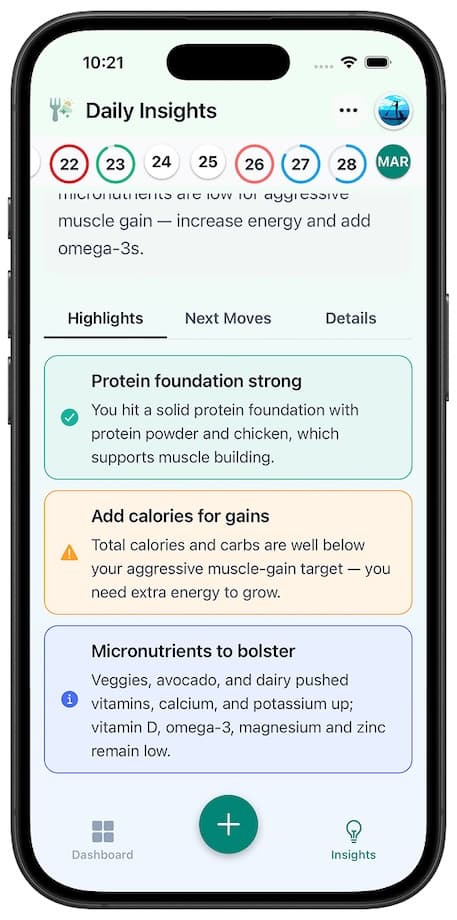 NutriShot AI Nutrition Coach giving personalized advice